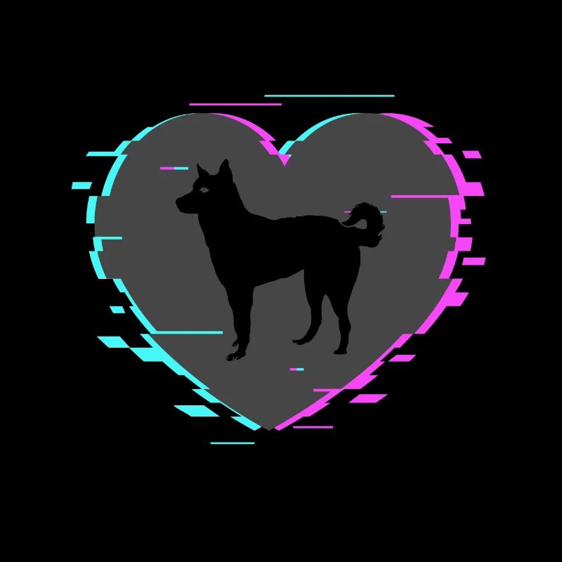 Canaan chien dans le coeur avec look rétro