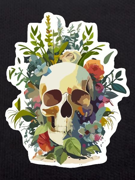 Human Skull & Flowers 12