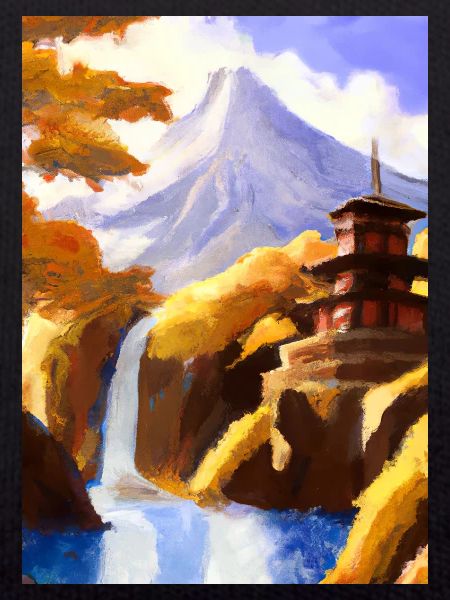 Japan Tower Wasserfall Gemälde