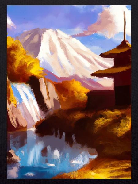 Japan Tower Wasserfall Gemälde