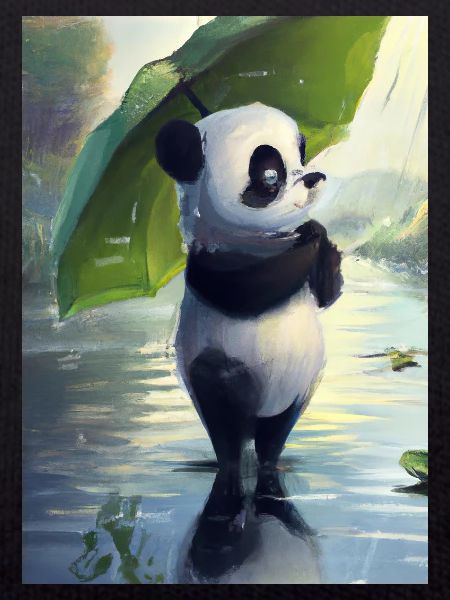 Panda mit Blattschirm