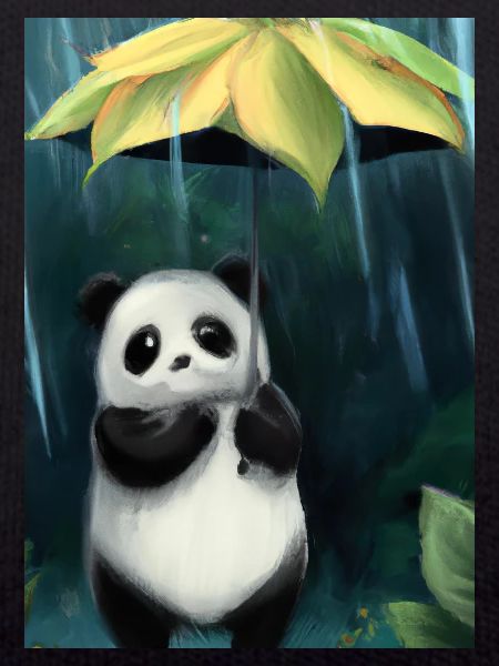 Panda mit Blattschirm