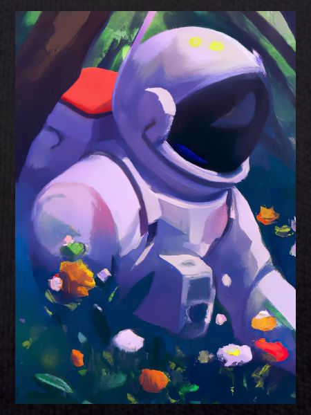 Astronaut in Blumen