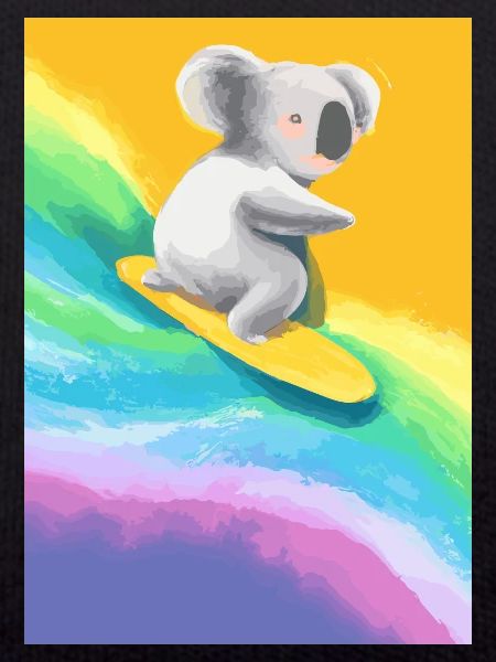 Surfender Regenbogen-Koala