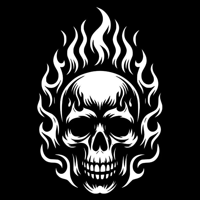 Crâne avec des flammes Crâne brûlant