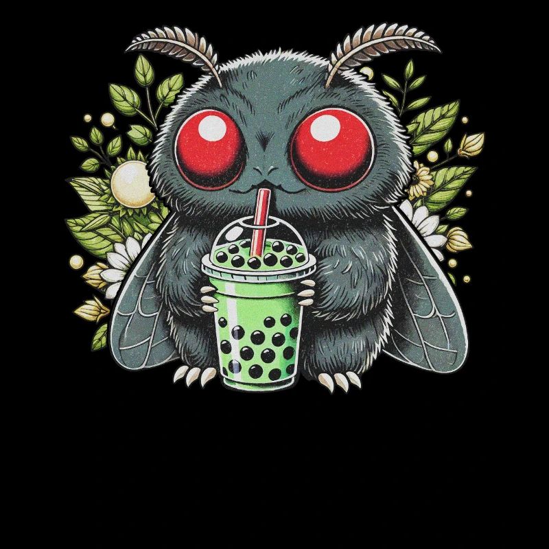 Mothman Drinking Bubble Tea