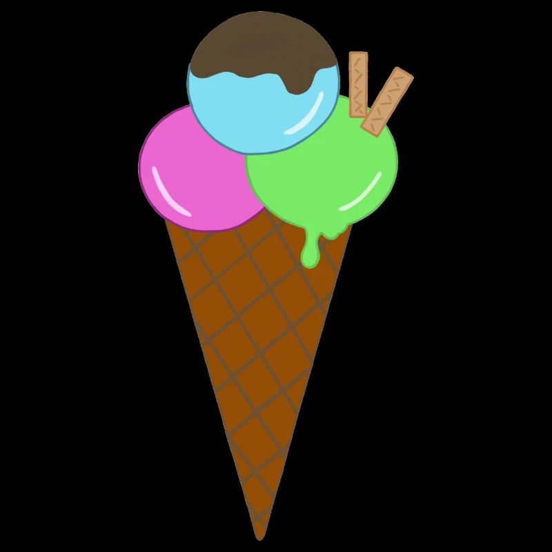 Buntes Eis mit Waffel