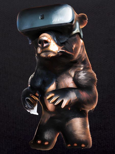 Bär mit Virtual Reality Headset