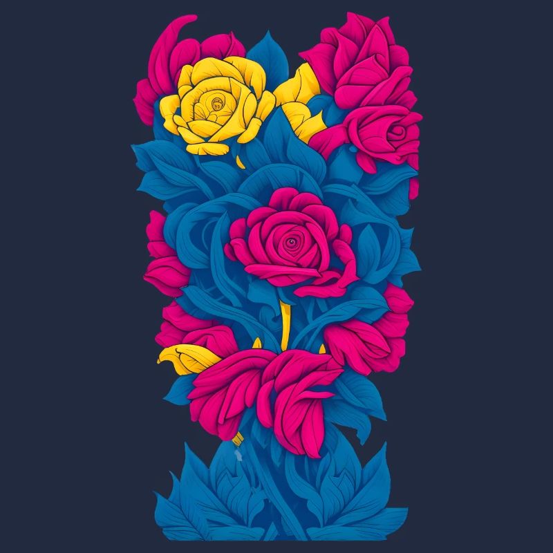 Fleurs (bleu, rouge, jaune)