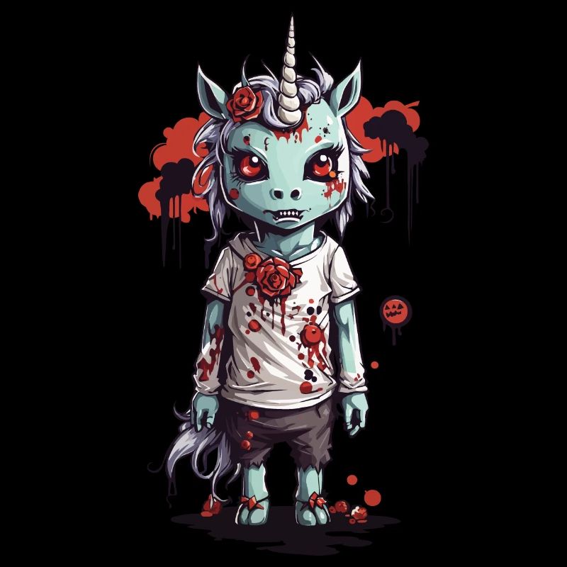 Zombie Licorne Halloween Horror Design