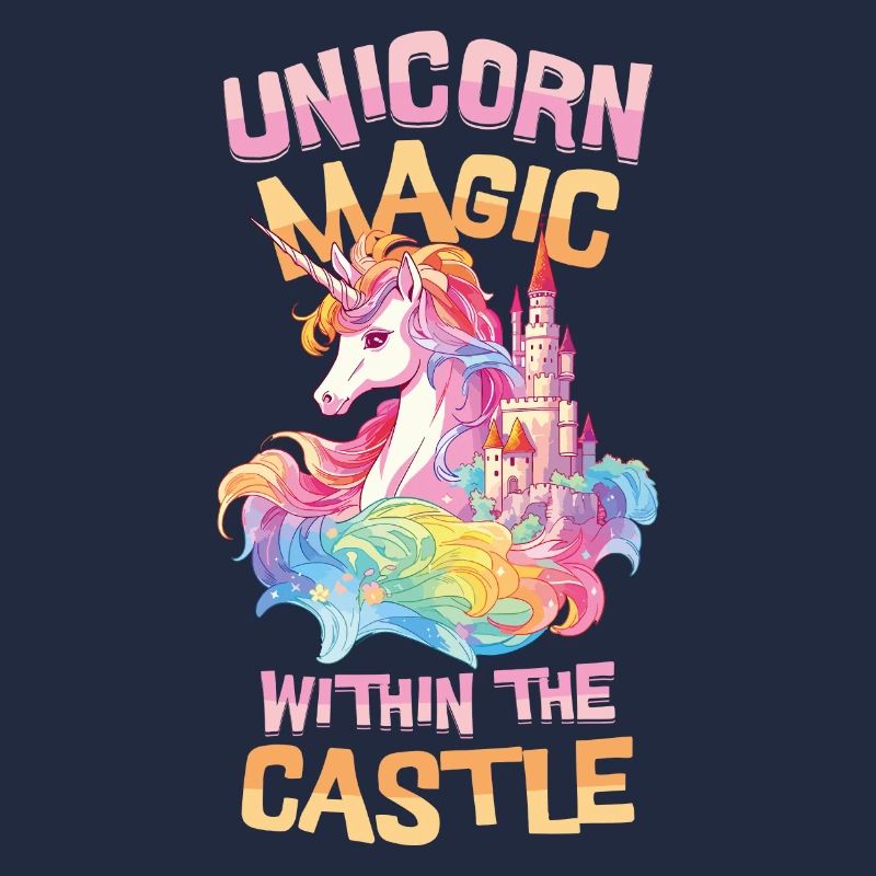 Unicorn, Rainbow, Castle, Multicolorful, Magic, Fantasy