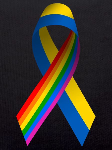 Ukrainian bow with rainbow flag