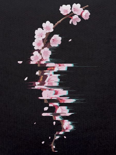 Glitch Kirschblüte moderner Blütenzweig