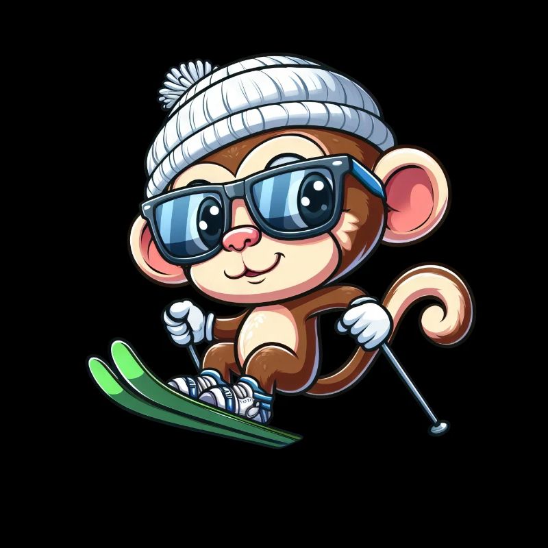 Monkey Chimpanzee Skier Ski