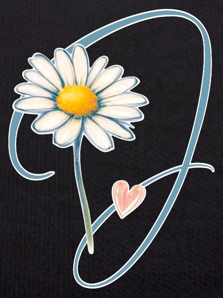 Letter J Daisy Heart