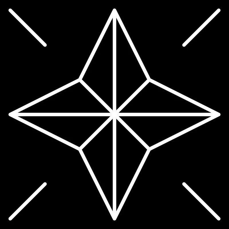 Star with four points and four rays