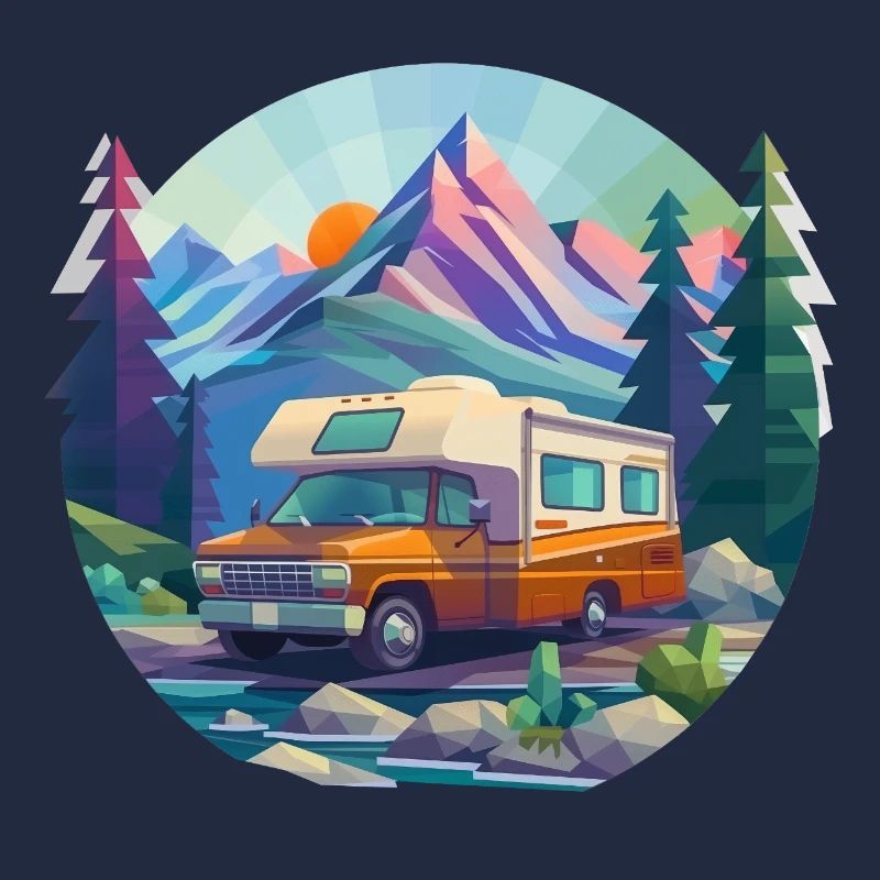 Camping à l’ancienne – Moderne dans un look low poly