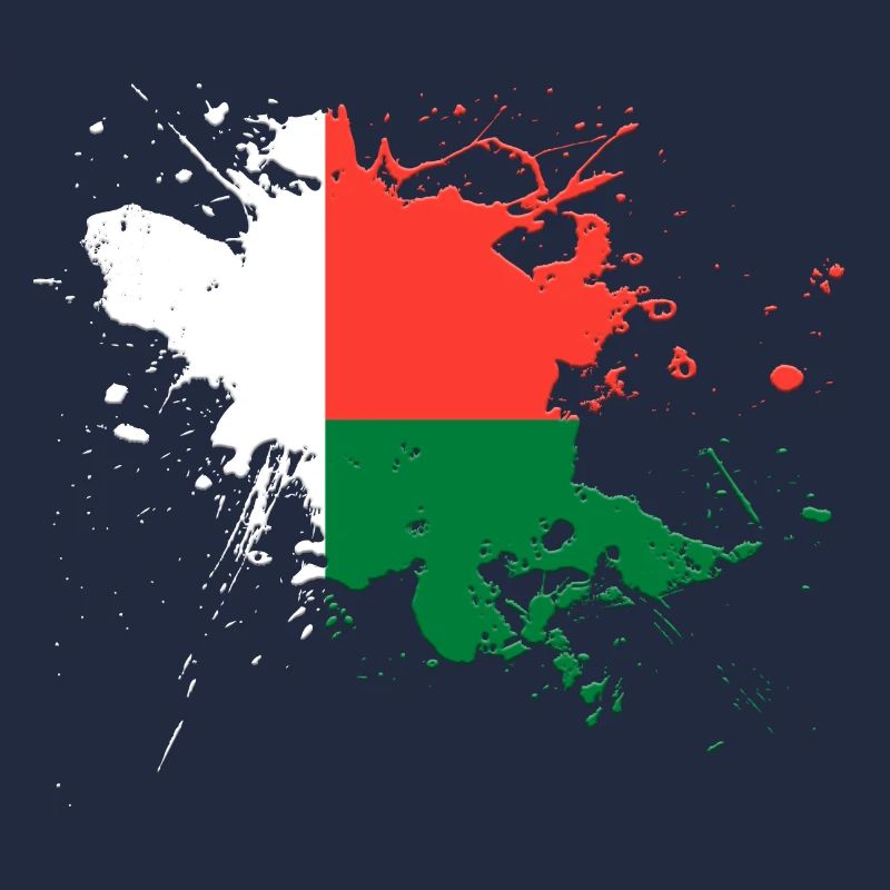 Le drapeau de Madagascar comme taches de peinture