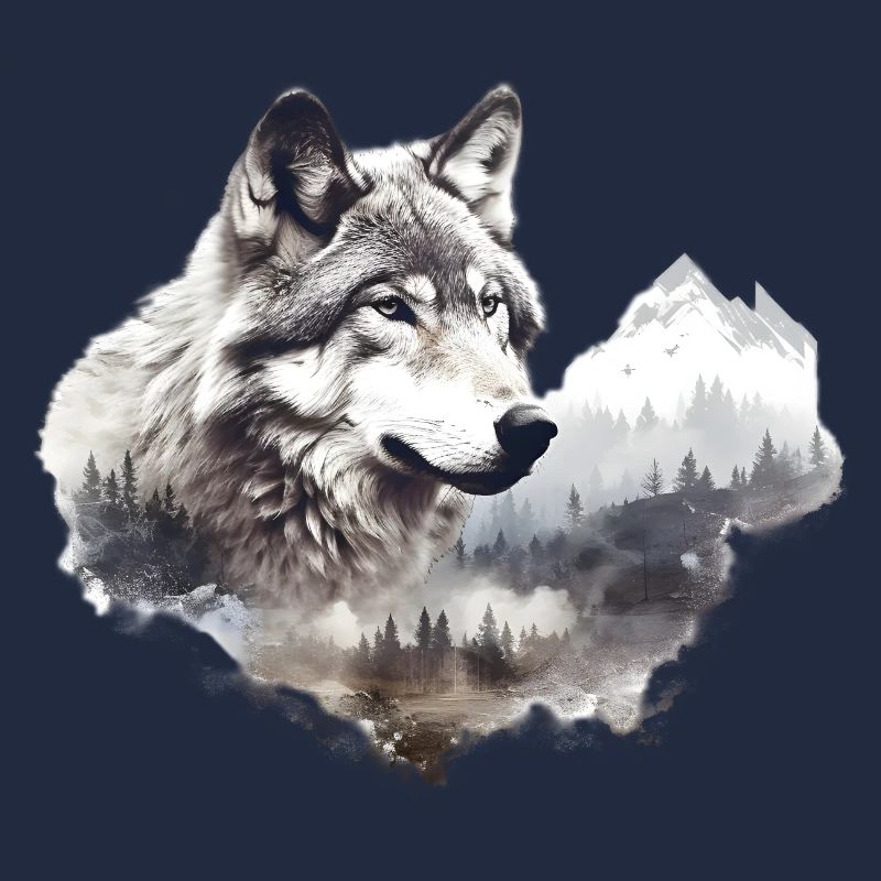 Wolf mit Bergen