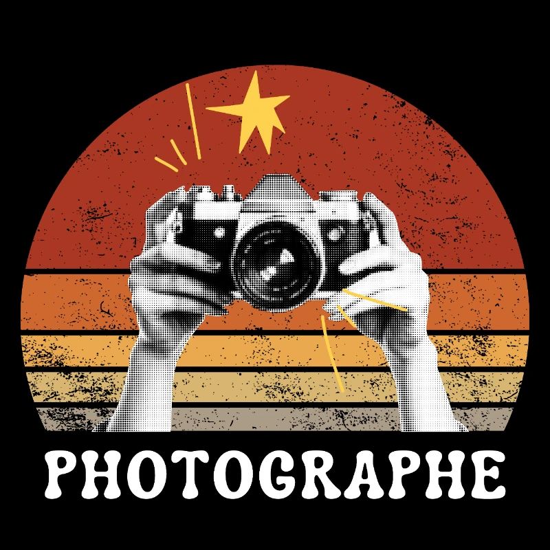 Vintage Retro Photographer Setting Sun