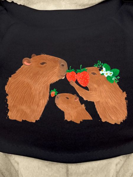 Capybara, capybara, strawberries, drawing