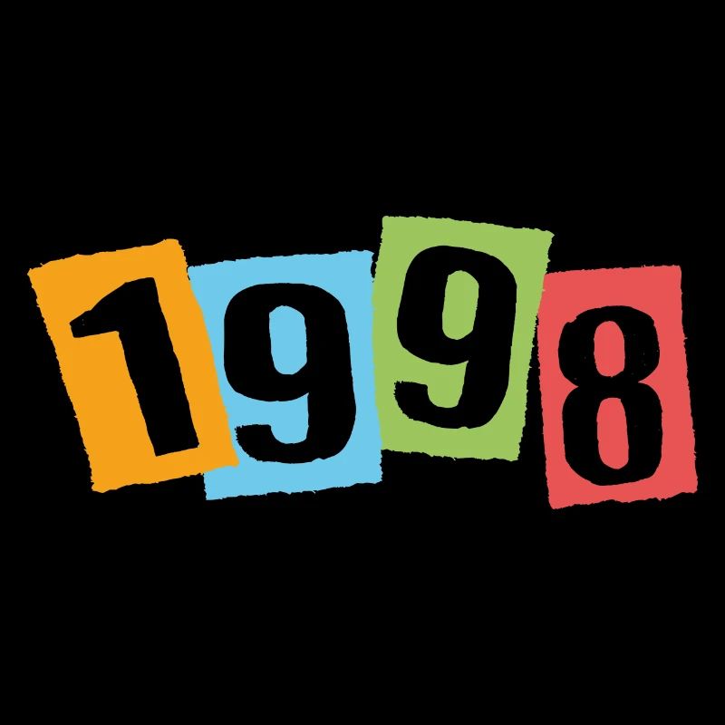 Né en 1998 – Anniversaire avec de grands numéros colorés