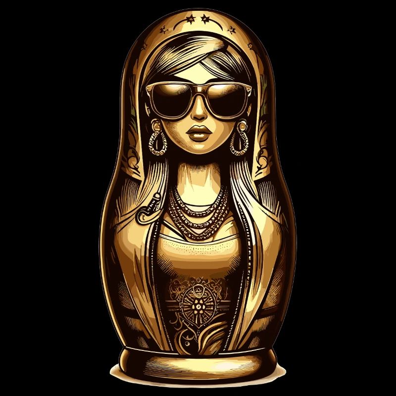 Matryoshka Cool Sunglasses Gold Gift