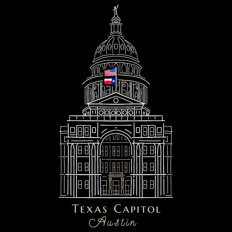Austin, dessin du Capitole du Texas, États-Unis