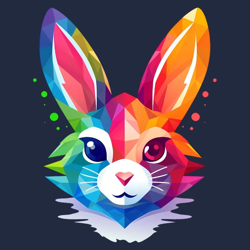 Polygon rabbits in rainbow colors