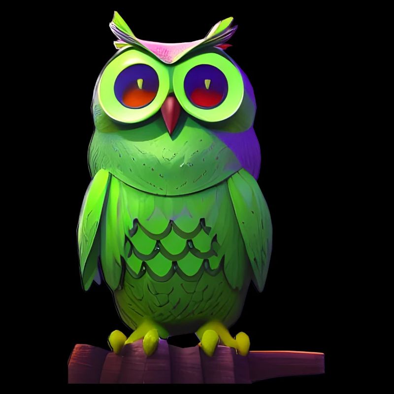 Grüne Eule auf einem Ast