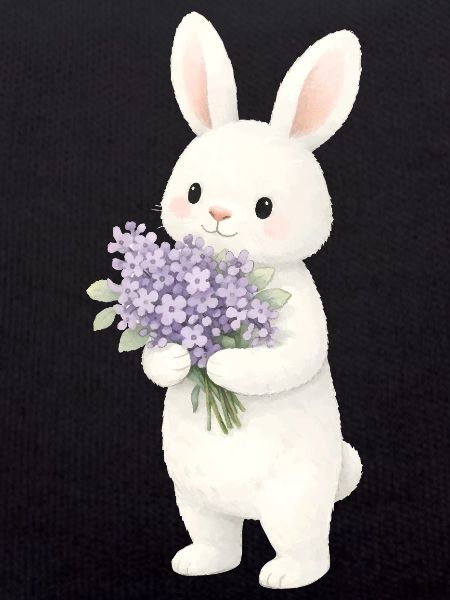 Bunny with lilac illustration