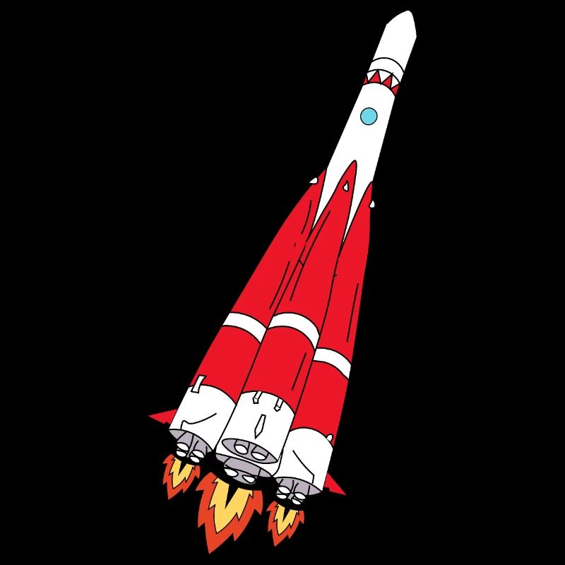 Rocket with thrust - hand-painted