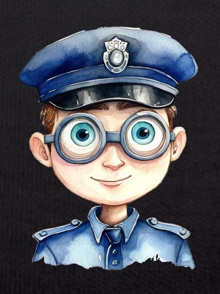 Dessin à l’aquarelle de policier