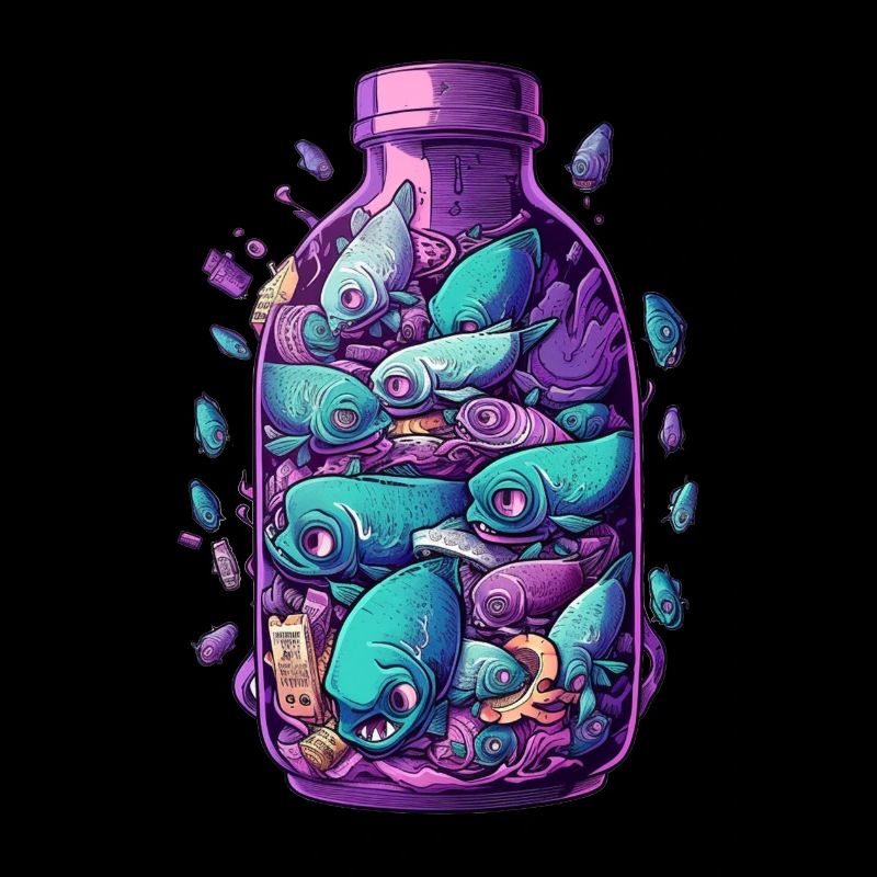 Fische Flasche Zeichnung