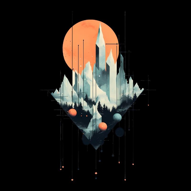 Geometric Crystal City - Surreal Artwork