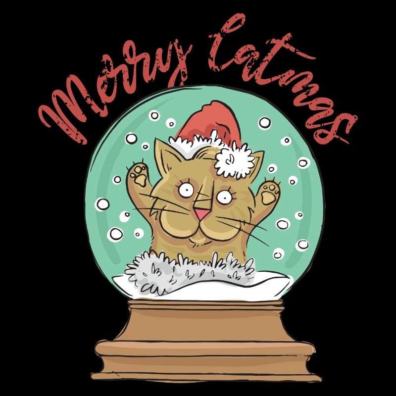 Joyeux Catmas - Noël, chat en boule à neige