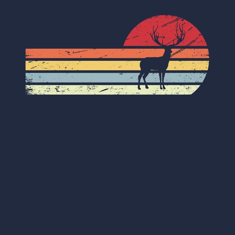 Sonne und Retro-Linien - Hirsche -
