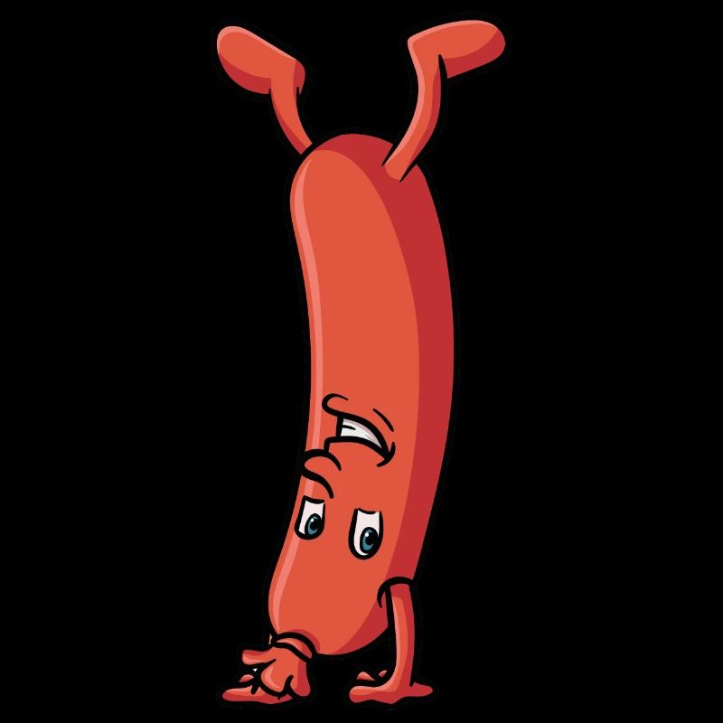 Wurst die einen Handstand macht