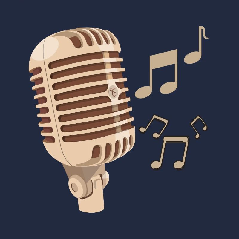 Brown hand drawn microphone musical notes