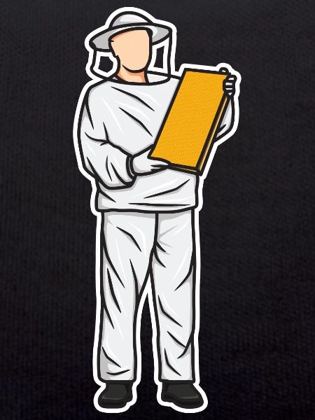 Funny beekeeper kid