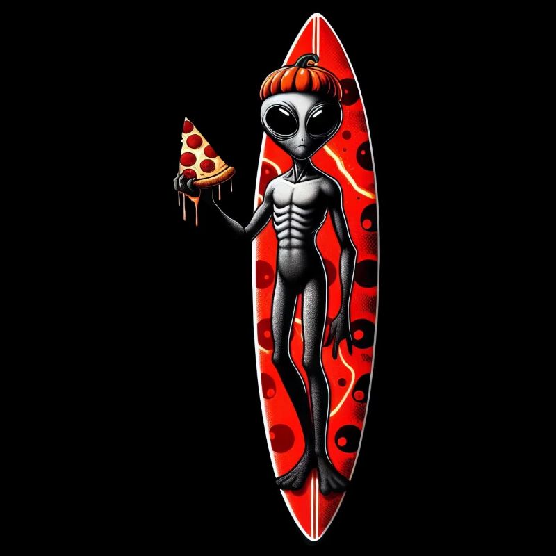Halloween Alien Surfer Pizza Lover