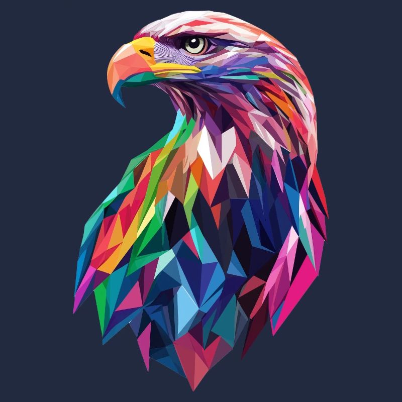 tête d’aigle Low Poly Art Logo Design Coloré