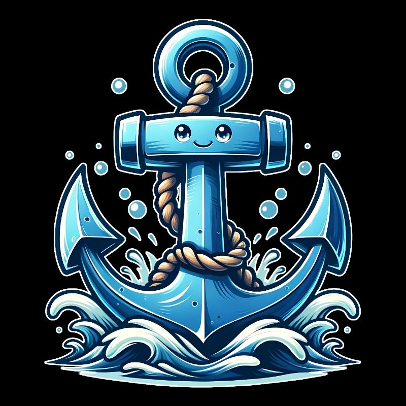 Grande ancre bleue avec motif marin