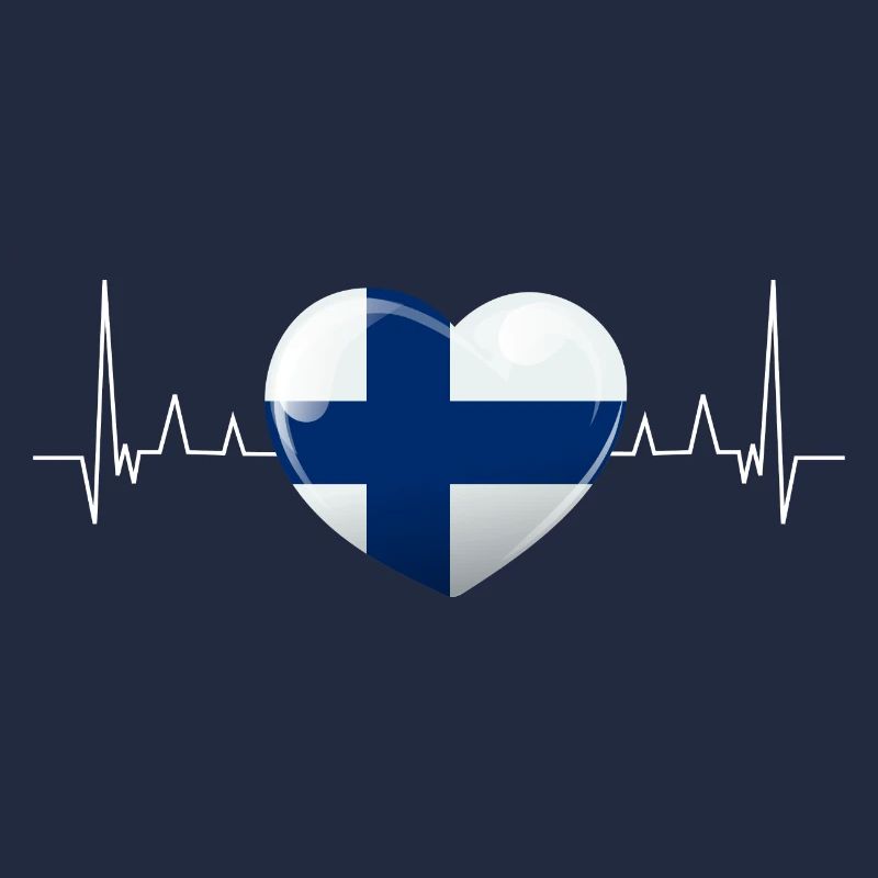 Finnland Flagge Herzschlag Urlaub Geschenk