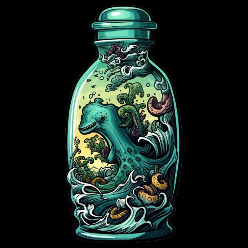 Dessin de bouteille océanique