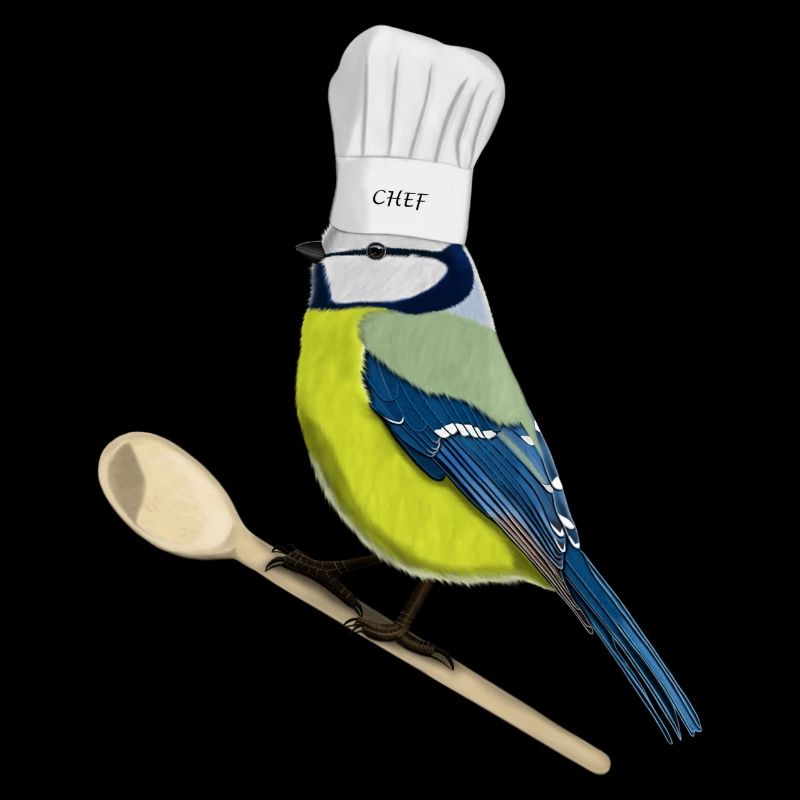 Chef Bleu Chef Cuisine Oiseau Oiseau Ami