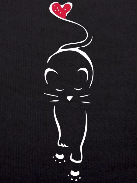 Cat silhouette heart paws
