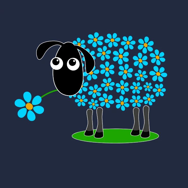 Schaf mit türkisen Blumen statt Wolle - Geschenk