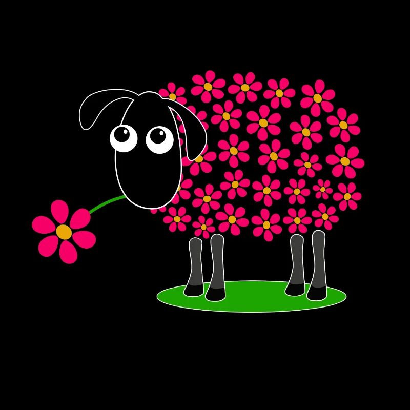 Sheep with flowers bright red instead of wool - gift
