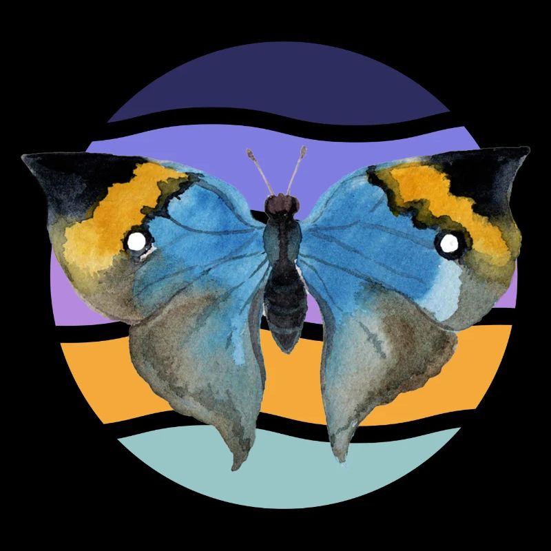 Beau papillon devant un motif de vague